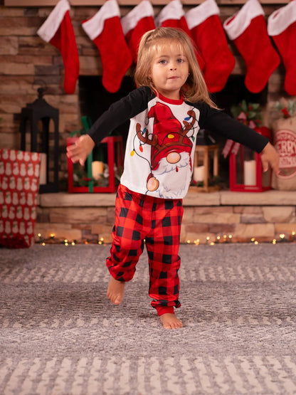 Conjuntos de Pijamas de Natal para Família com Impressão do Pai Natal e Mangas Raglan, incluindo Meias de Natal (Certificação de Segurança SGS) Vermelho