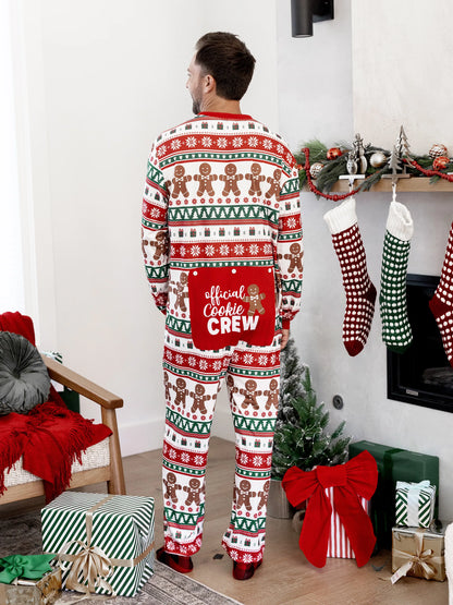 Christmas Matching Family Pajamas Set Gingerbread Christmas-theme Plaid Print PJS with Christmas Socks Red