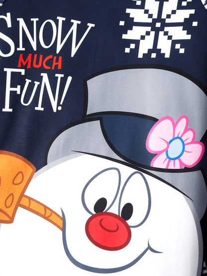 Conjunto de Pijamas de Natal em Fleece “Frosty The Snowman” com Estampa de Flocos de Neve e Meias de Natal