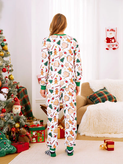 Gingerbread House Pajamas Matching Family Green Christmas PJs Sets with Christmas Socks Multi-color