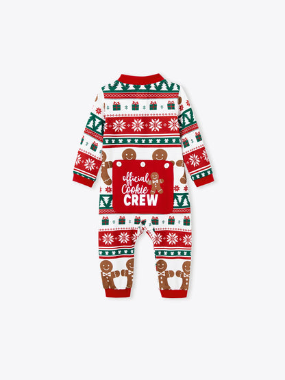 Christmas Matching Family Pajamas Set Gingerbread Christmas-theme Plaid Print PJS with Christmas Socks Red