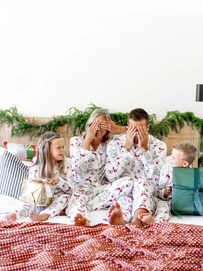 Christmas Matching Family Pajamas Set Gnome Print White PJS with Christmas Socks White