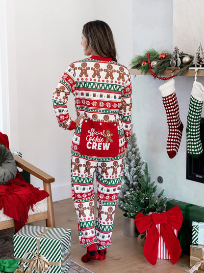 Christmas Matching Family Pajamas Set Gingerbread Christmas-theme Plaid Print PJS with Christmas Socks Red