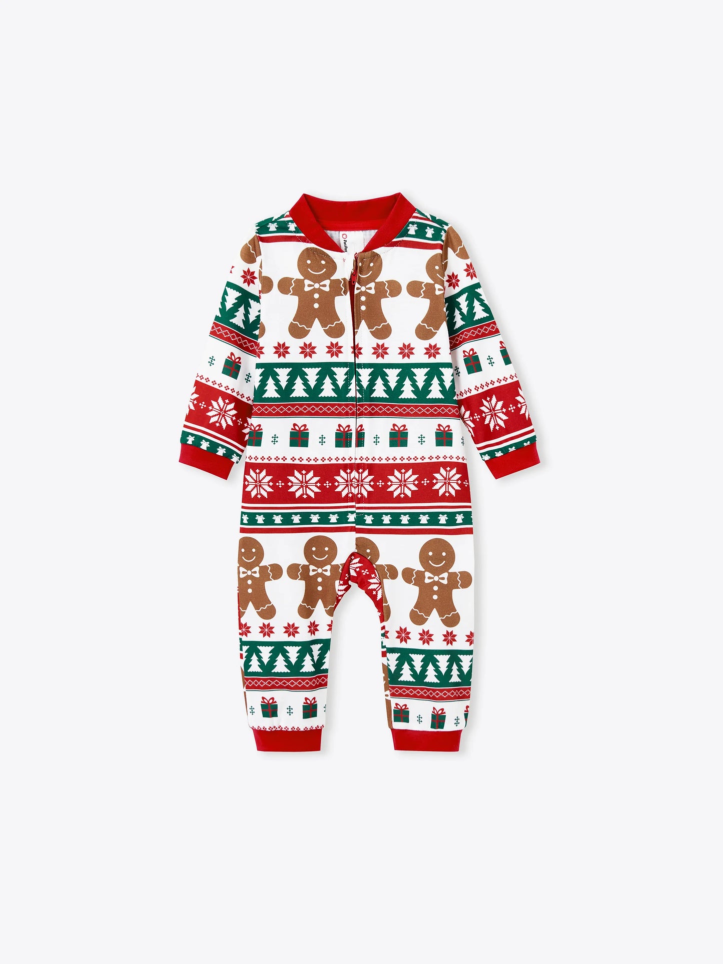 Christmas Matching Family Pajamas Set Gingerbread Christmas-theme Plaid Print PJS with Christmas Socks Red