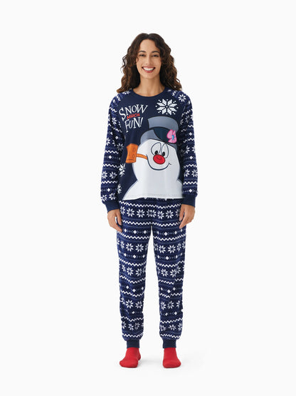 Conjunto de Pijamas de Natal em Fleece “Frosty The Snowman” com Estampa de Flocos de Neve e Meias de Natal