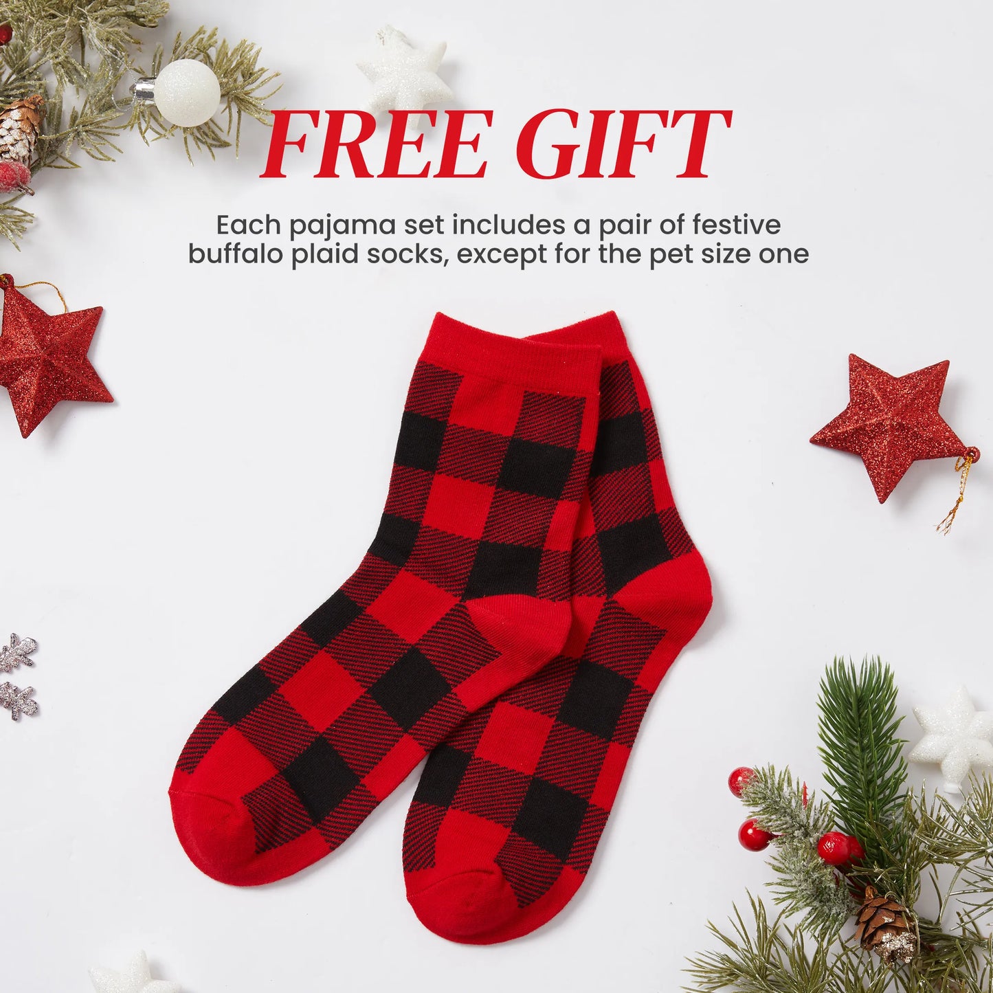 Christmas Matching Family Pajamas Set Glow In The Dark Santa Claus Print PJS with Christmas Socks Deep Blue