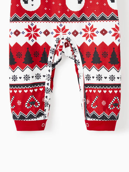 Christmas Family Pajamas Set Snowman Print Long-sleeve PJS with Christmas Socks Black