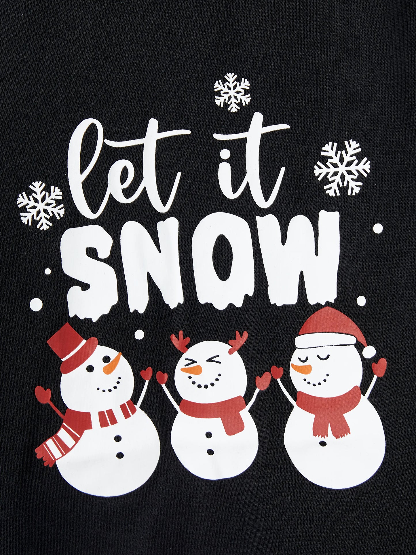 Christmas Family Pajamas Set Snowman Print Long-sleeve PJS with Christmas Socks Black