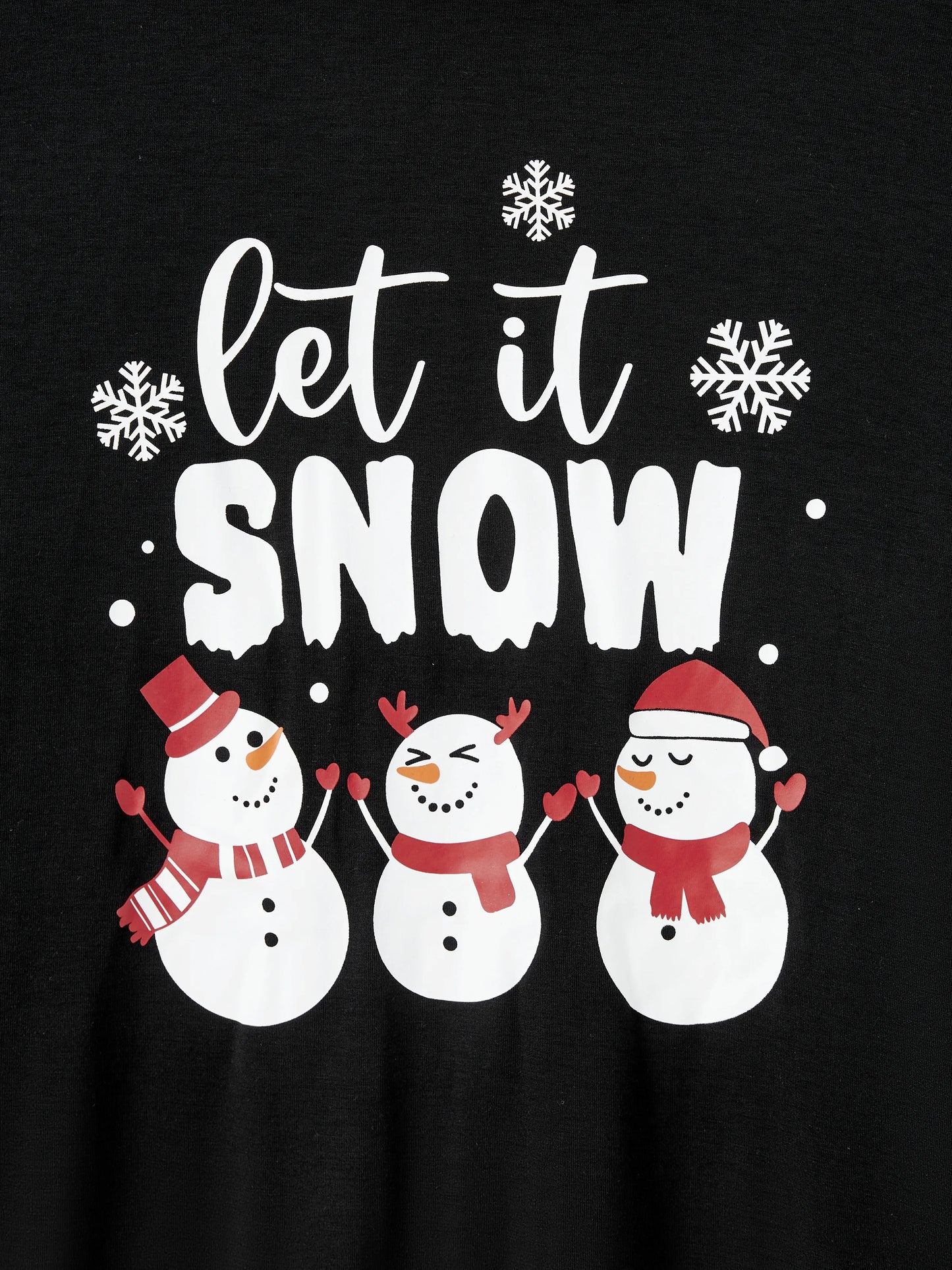 Christmas Family Pajamas Set Snowman Print Long-sleeve PJS with Christmas Socks Black