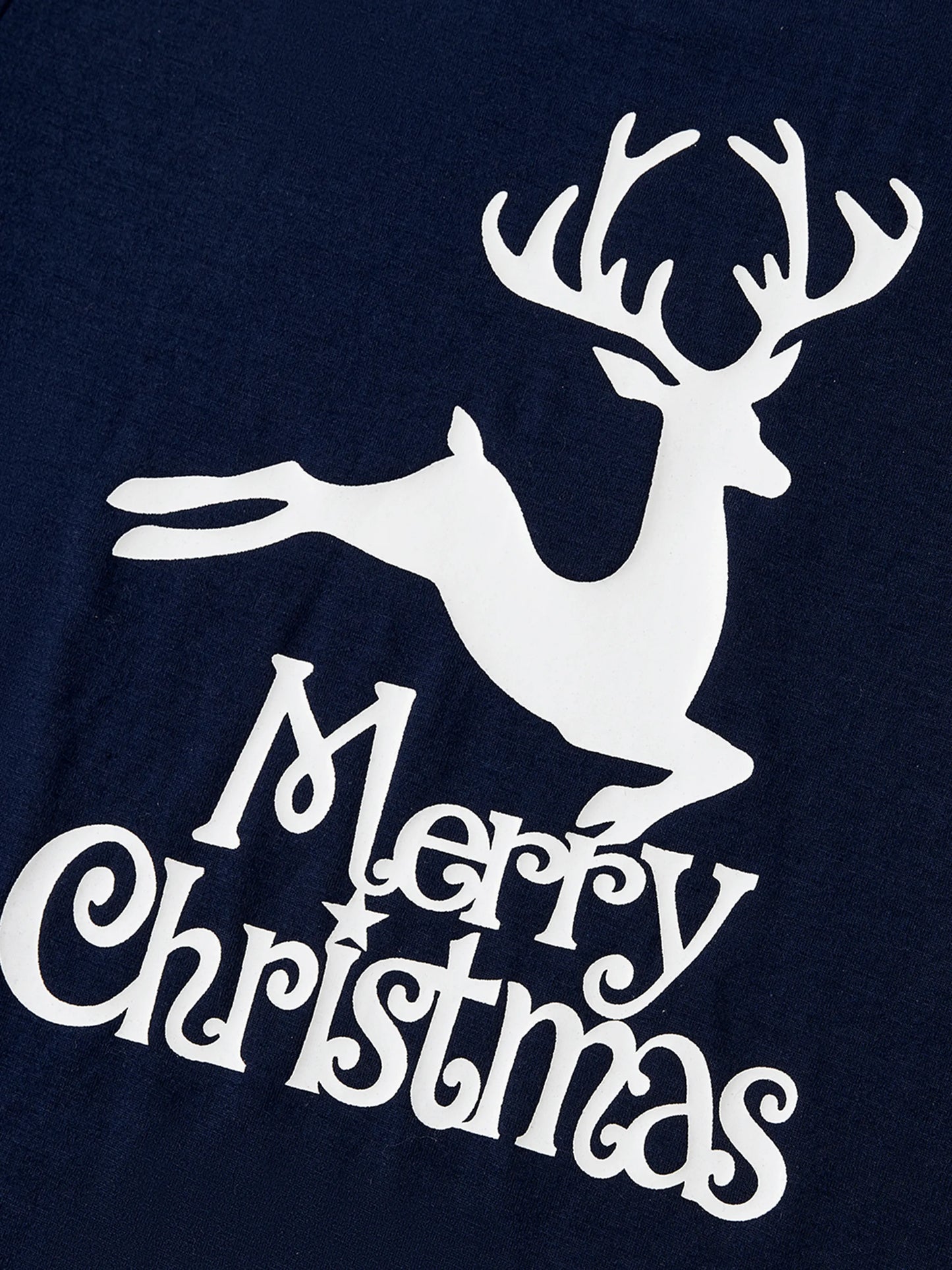 Christmas Reindeer Print Glow in the Dark Family Matching Pajamas Sets with Christmas Socks Deep Blue