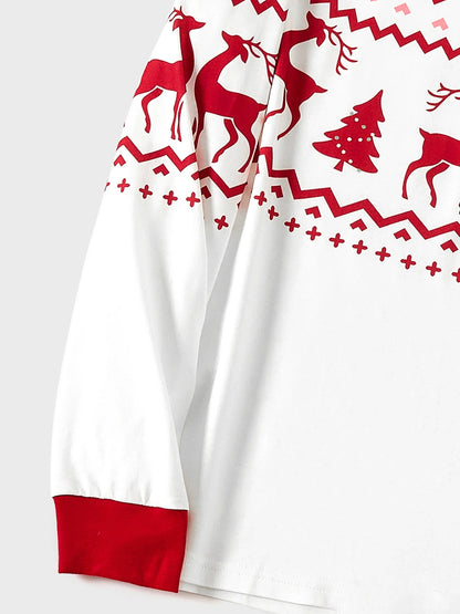 Christmas Reindeer and Snowflake Print Family Matching Pajamas Sets with Christmas Socks Red