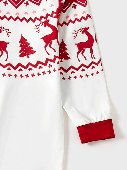Christmas Reindeer and Snowflake Print Family Matching Pajamas Sets with Christmas Socks Red