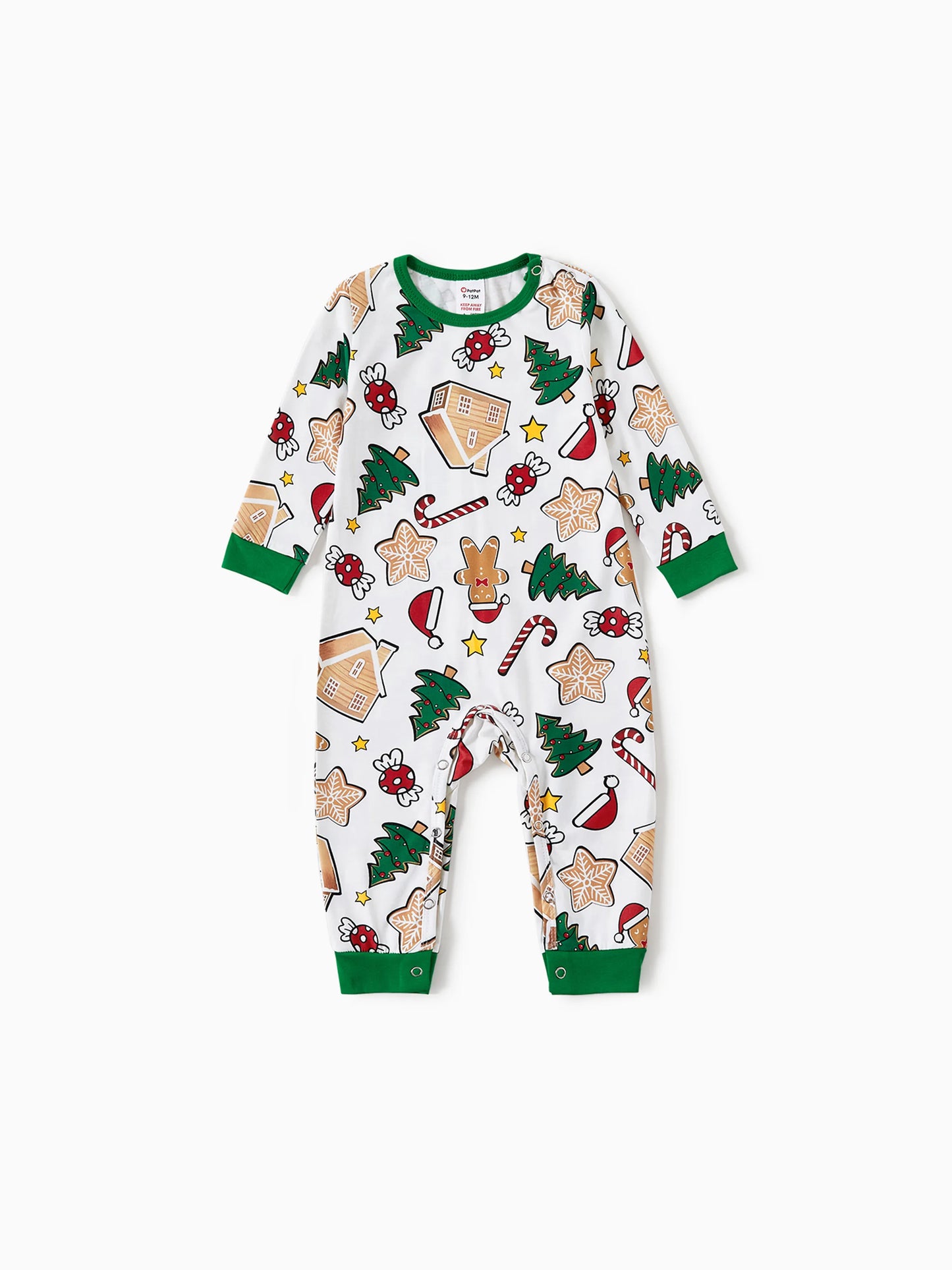Gingerbread House Pajamas Matching Family Green Christmas PJs Sets with Christmas Socks Multi-color