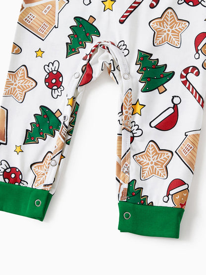 Gingerbread House Pajamas Matching Family Green Christmas PJs Sets with Christmas Socks Multi-color