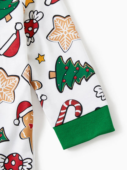 Gingerbread House Pajamas Matching Family Green Christmas PJs Sets with Christmas Socks Multi-color