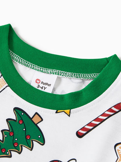 Gingerbread House Pajamas Matching Family Green Christmas PJs Sets with Christmas Socks Multi-color