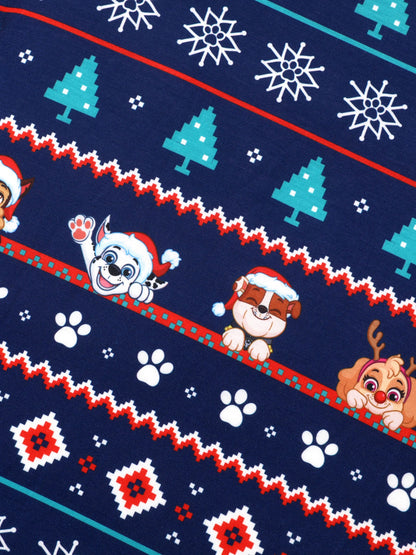 Conjuntos de Pijamas de Manga Longa com Estampado Integral da PAW Patrol para toda a família, acompanhados de Meias de Natal.