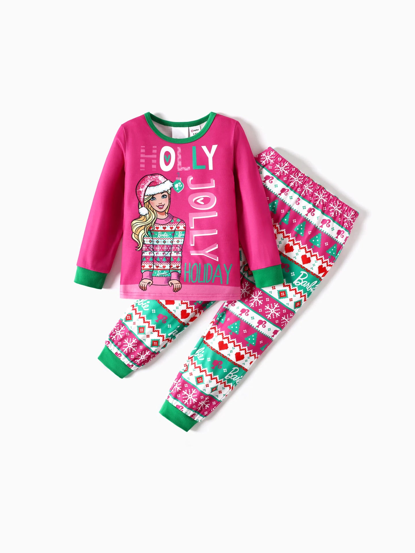 Barbie Mommy and Me Christmas Long-sleeve Graphic Print Pajamas Sets with Christmas Socks