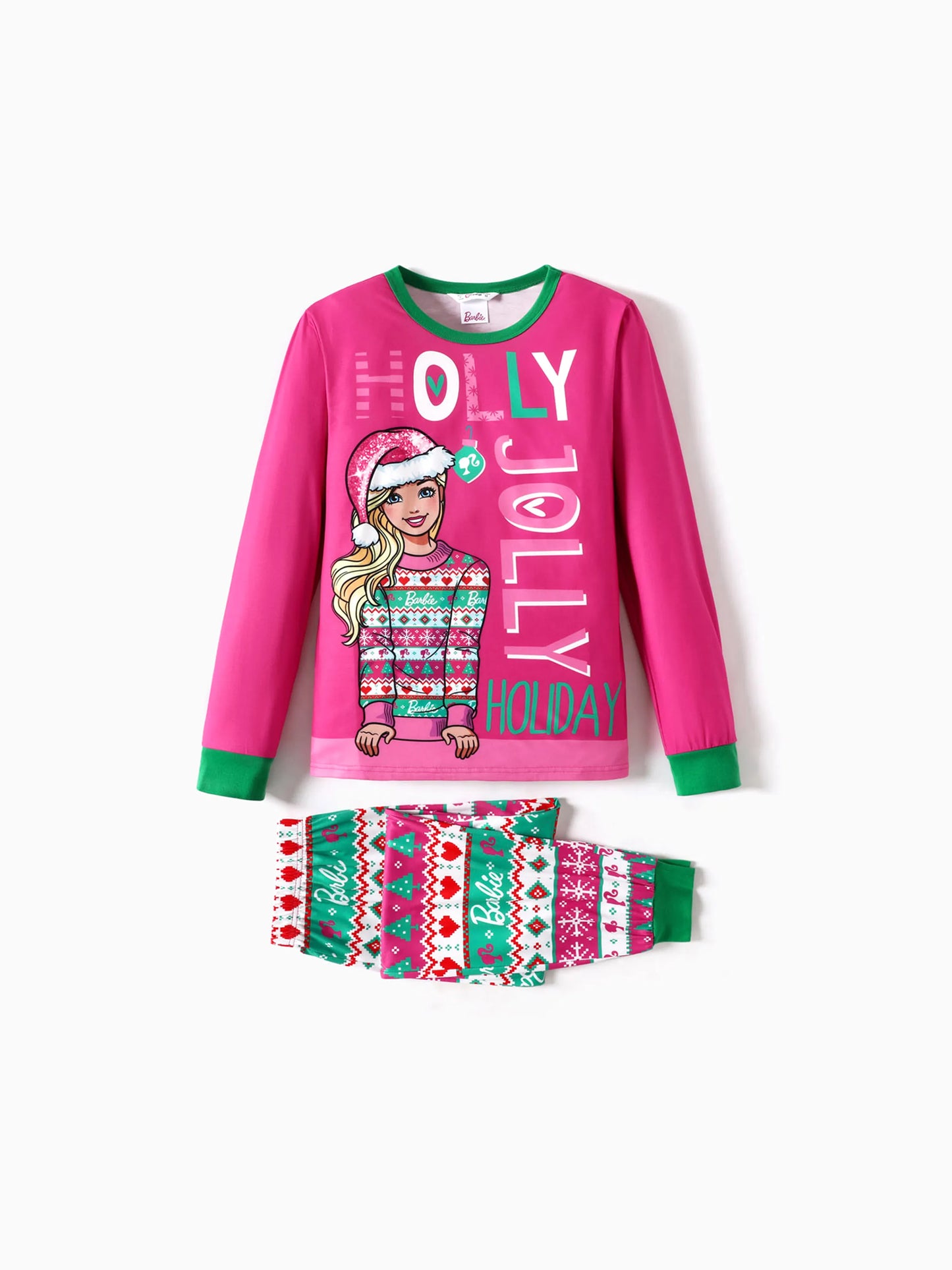 Barbie Mommy and Me Christmas Long-sleeve Graphic Print Pajamas Sets with Christmas Socks