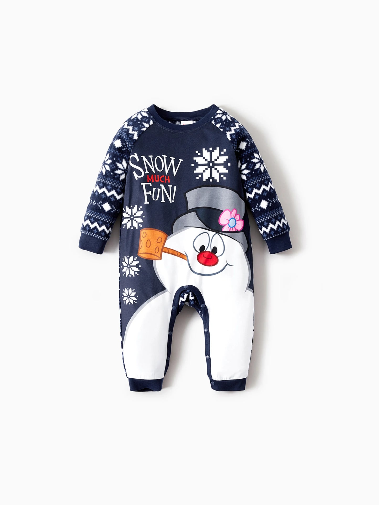 Conjunto de Pijamas de Natal em Fleece “Frosty The Snowman” com Estampa de Flocos de Neve e Meias de Natal