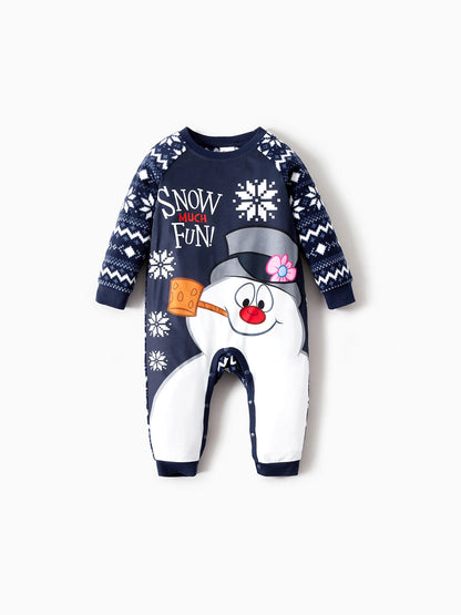 Conjunto de Pijamas de Natal em Fleece “Frosty The Snowman” com Estampa de Flocos de Neve e Meias de Natal