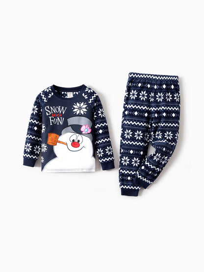 Conjunto de Pijamas de Natal em Fleece “Frosty The Snowman” com Estampa de Flocos de Neve e Meias de Natal