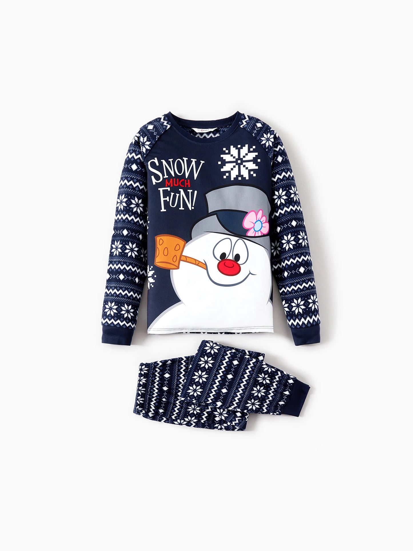 Conjunto de Pijamas de Natal em Fleece “Frosty The Snowman” com Estampa de Flocos de Neve e Meias de Natal