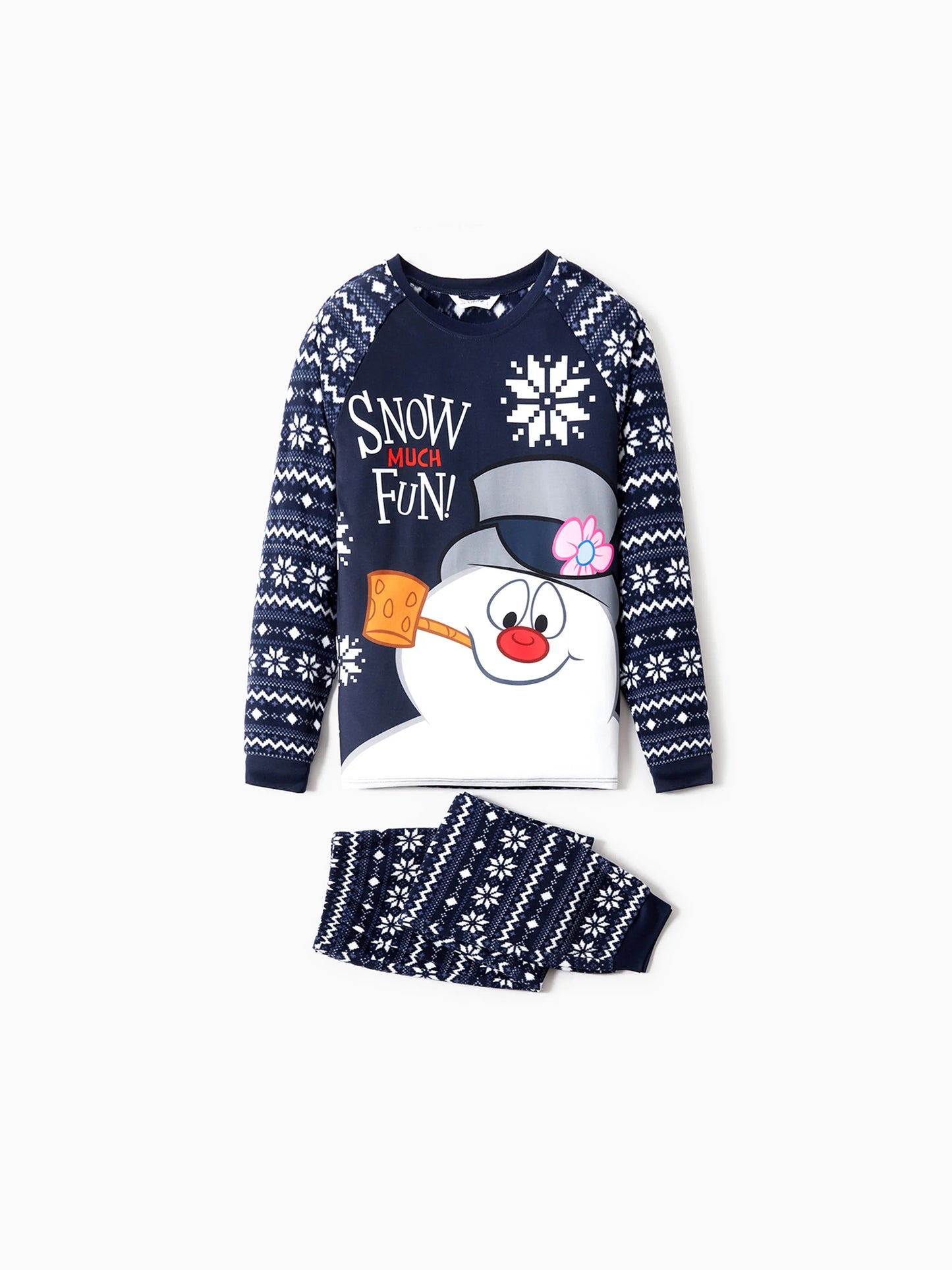 Conjunto de Pijamas de Natal em Fleece “Frosty The Snowman” com Estampa de Flocos de Neve e Meias de Natal