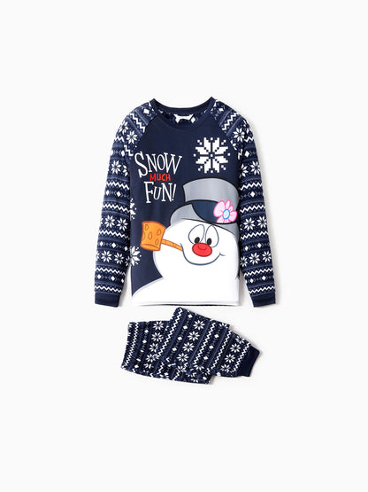 Conjunto de Pijamas de Natal em Fleece “Frosty The Snowman” com Estampa de Flocos de Neve e Meias de Natal