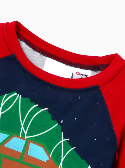 Conjuntos de Pijamas Coordinados com Estampas de Personagens para a Família nas Férias de Natal, com Meias de Natal