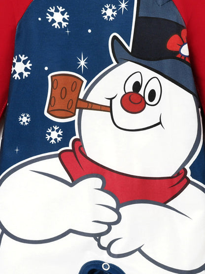 Conjuntos de Pijamas em Blocos de Cores para a Família "Frosty The Snowman" com Meias de Natal