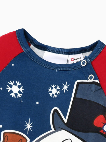 Conjuntos de Pijamas em Blocos de Cores para a Família "Frosty The Snowman" com Meias de Natal