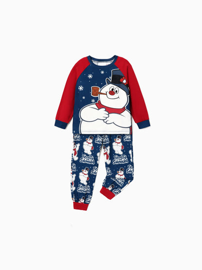 Conjuntos de Pijamas em Blocos de Cores para a Família "Frosty The Snowman" com Meias de Natal