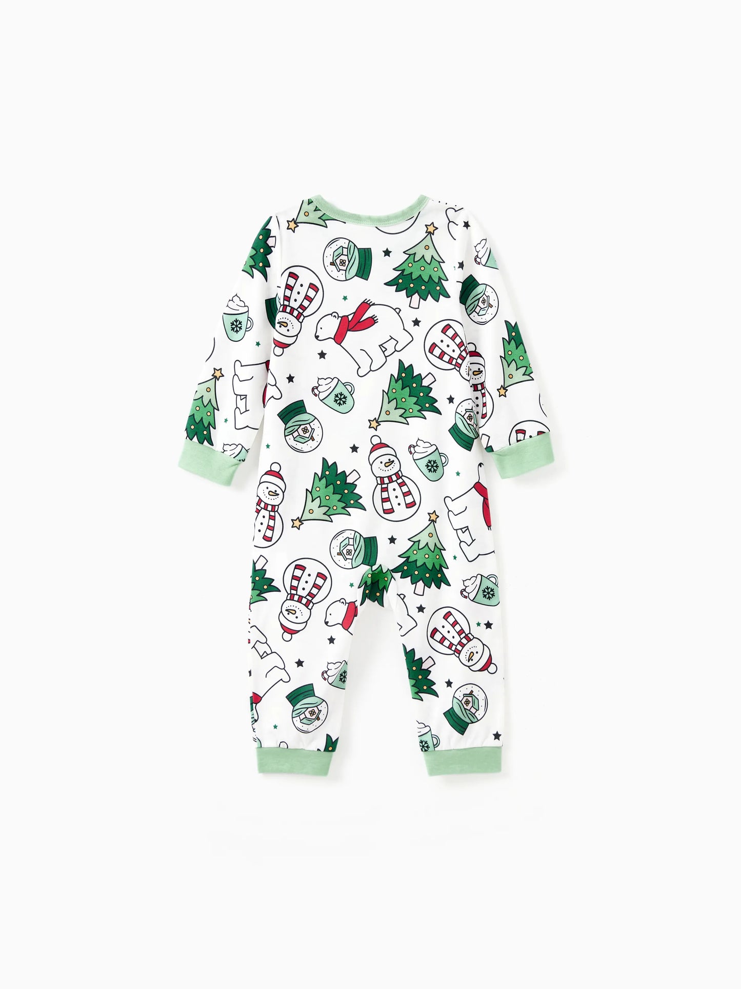 Conjunto de Pijamas de Natal em Família com Mangas Longas – T-Shirts Verdes Muito Felizes e Calças com Padrão, Inclui Meias de Natal – Verde Primavera Médio