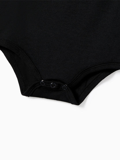 Conjuntos de Pijamas de Manga Curta em Preto com Impressão de Letras em Família e Lâmpadas Festivas para o Natal