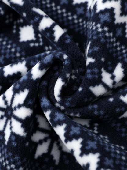 Conjunto de Pijamas de Natal em Fleece “Frosty The Snowman” com Estampa de Flocos de Neve e Meias de Natal