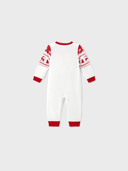 Christmas Reindeer and Snowflake Print Family Matching Pajamas Sets with Christmas Socks Red