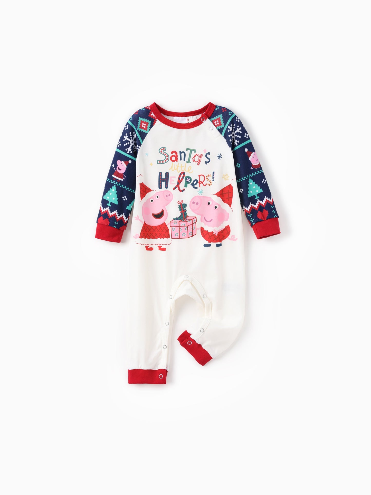 Conjunto de Pijamas Correspondentes da Família Peppa Pig com Impressão de Natal e Meias de Natal em Cor Block