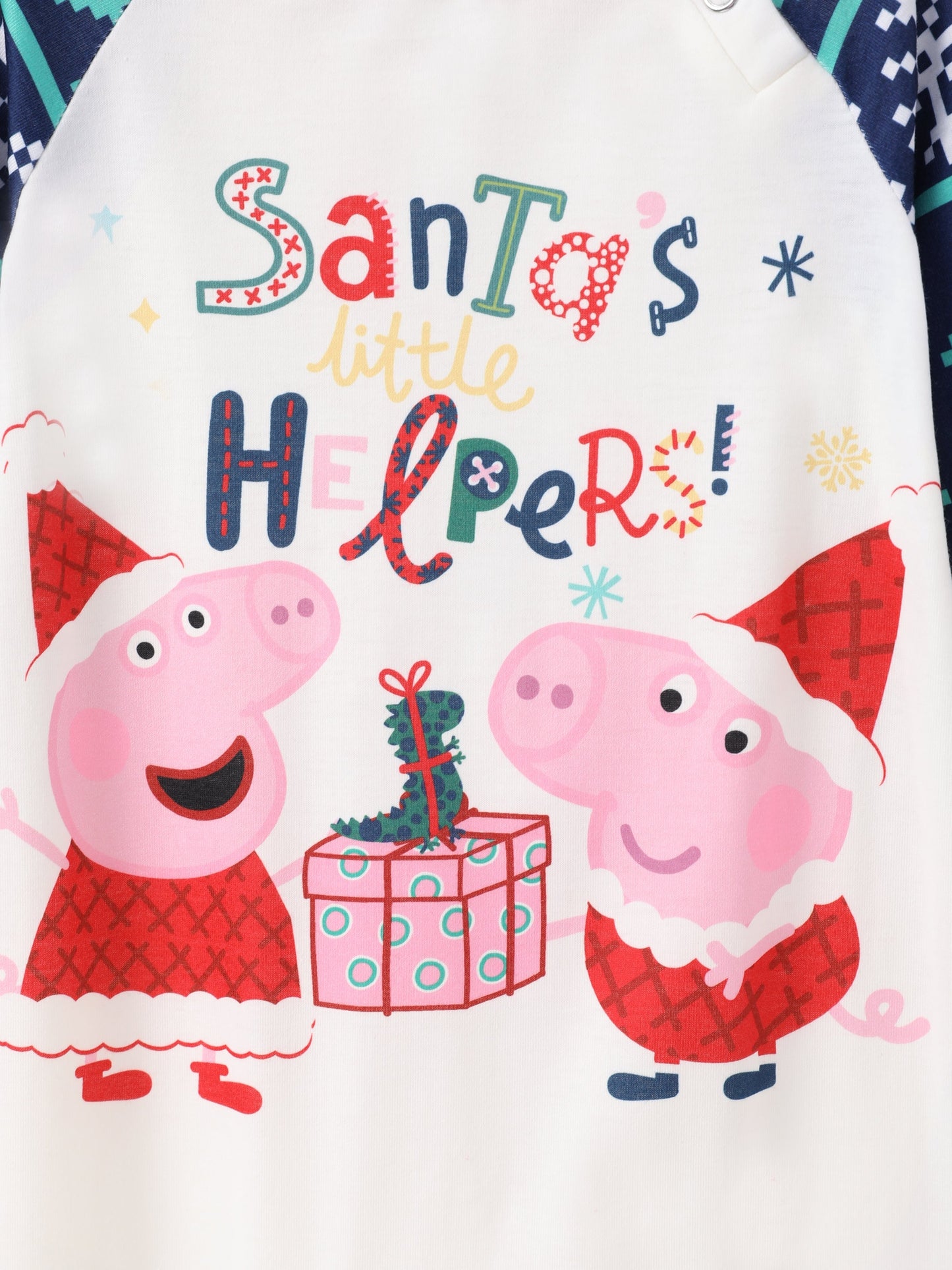 Conjunto de Pijamas Correspondentes da Família Peppa Pig com Impressão de Natal e Meias de Natal em Cor Block