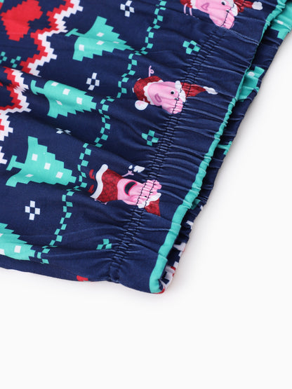 Conjunto de Pijamas Correspondentes da Família Peppa Pig com Impressão de Natal e Meias de Natal em Cor Block