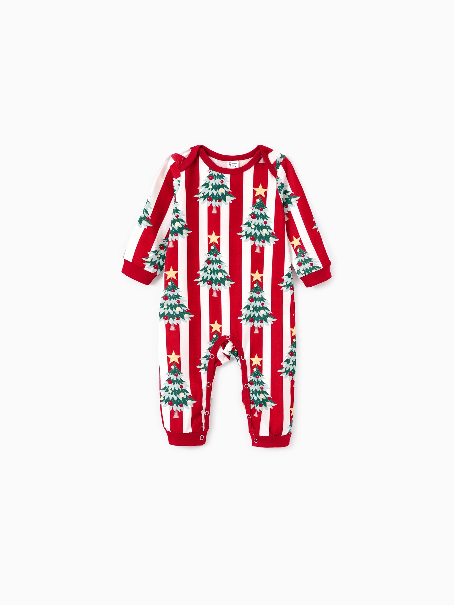Christmas Family Matching Trees Print Stripes Long-sleeve Pajamas Sets with Christmas Socks Red