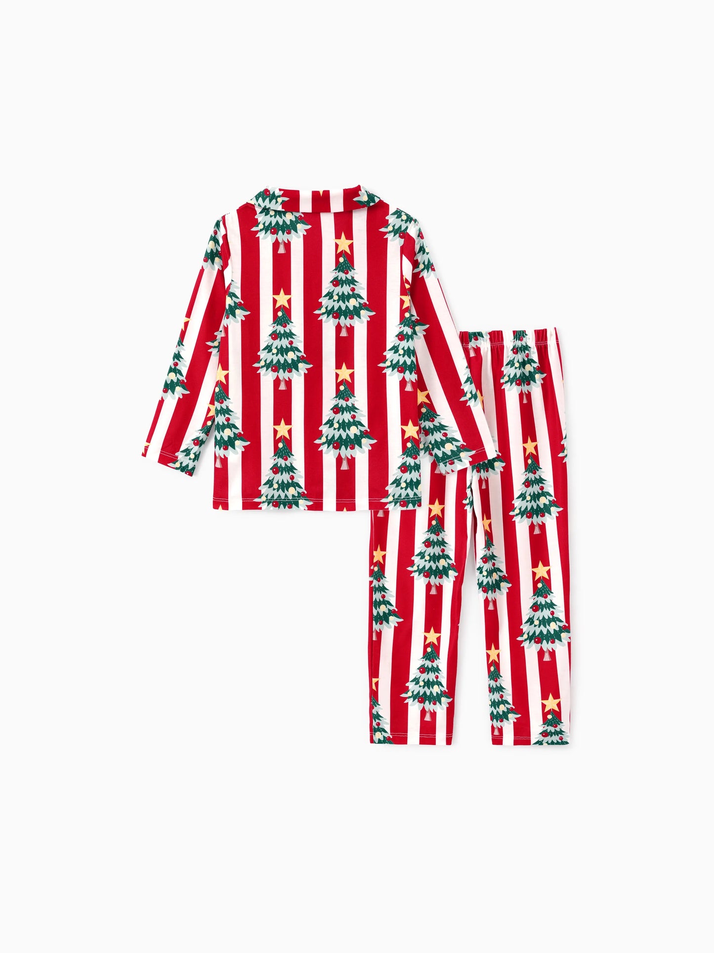Christmas Family Matching Trees Print Stripes Long-sleeve Pajamas Sets with Christmas Socks Red