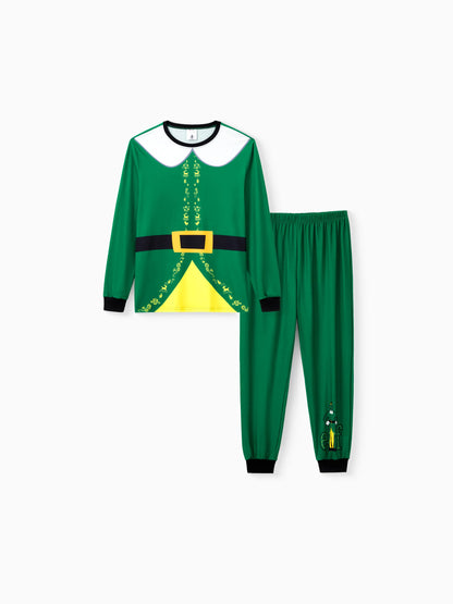 Conjuntos de Pijamas com Cintura e Colarinho para a Família a Condizer com Tema de Natal + Meias de Natal ELF