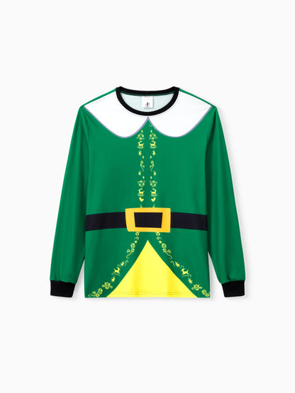 Conjuntos de Pijamas com Cintura e Colarinho para a Família a Condizer com Tema de Natal + Meias de Natal ELF