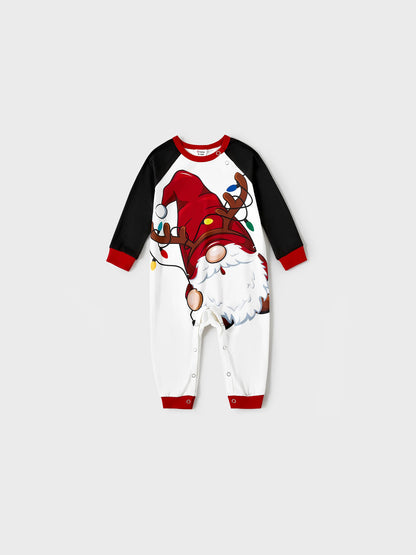 Conjuntos de Pijamas de Natal para Família com Impressão do Pai Natal e Mangas Raglan, incluindo Meias de Natal (Certificação de Segurança SGS) Vermelho