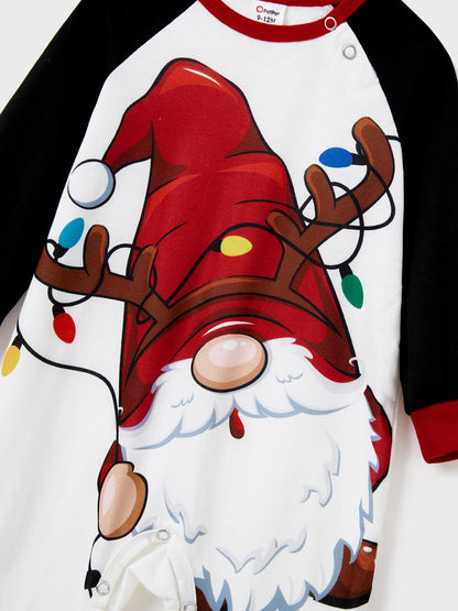 Conjuntos de Pijamas de Natal para Família com Impressão do Pai Natal e Mangas Raglan, incluindo Meias de Natal (Certificação de Segurança SGS) Vermelho