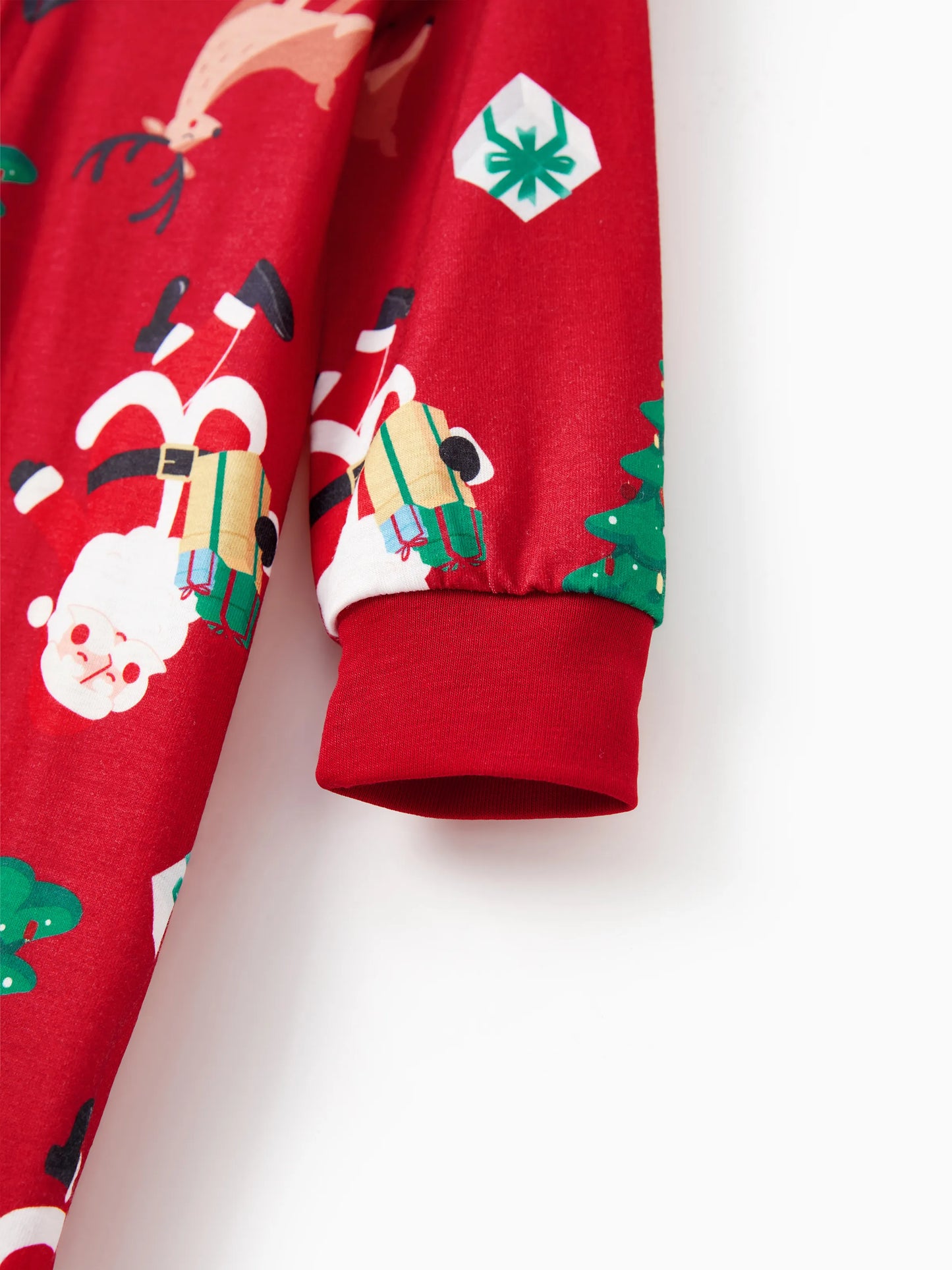 Christmas Family Pajamas Sets 3D Reindeer Hooded Allover Print Onesies with Christmas Socks Red-2