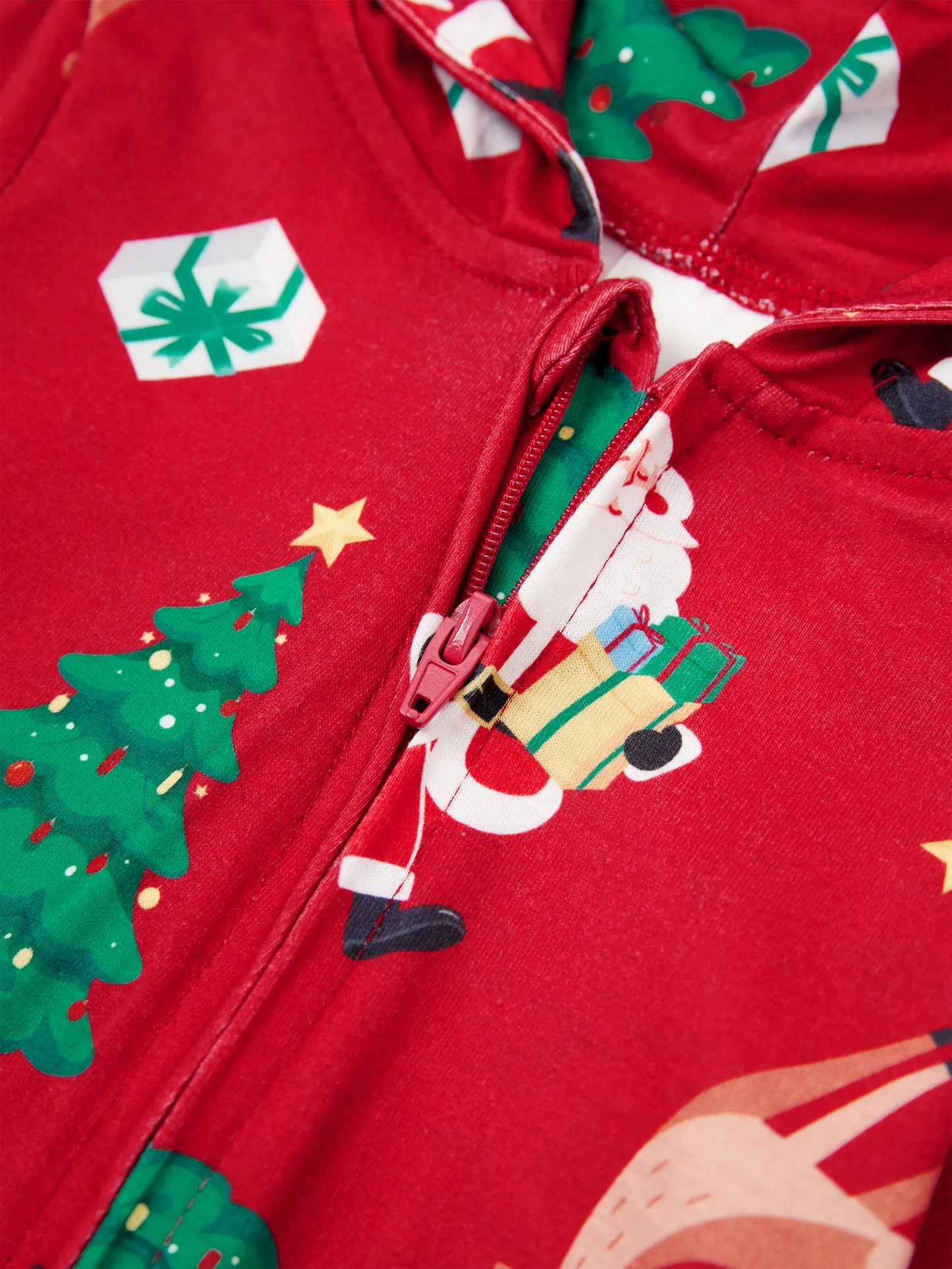 Christmas Family Pajamas Sets 3D Reindeer Hooded Allover Print Onesies with Christmas Socks Red-2