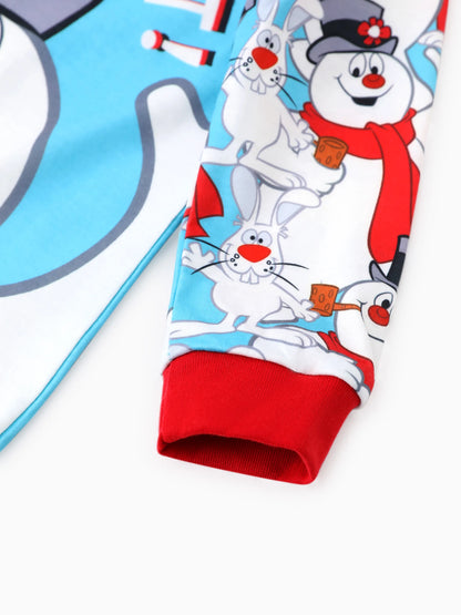 Conjuntos de Pijamas com Padrão do Boneco de Neve Frosty e Meias de Natal