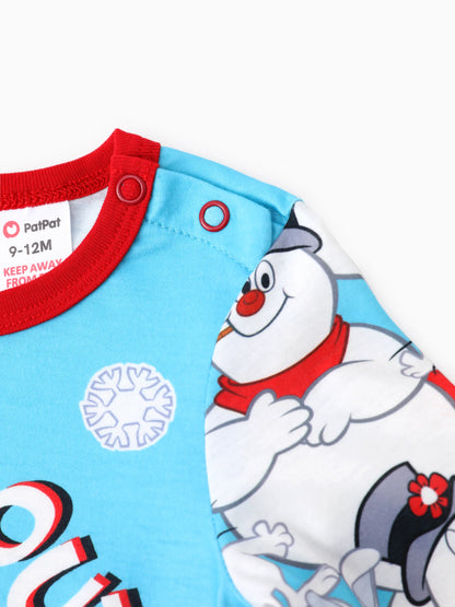 Conjuntos de Pijamas com Padrão do Boneco de Neve Frosty e Meias de Natal